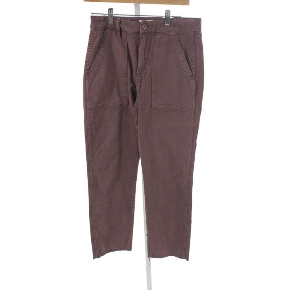 Amo Womens Ankle Pants Purple High Rise Button Closure Size 26
